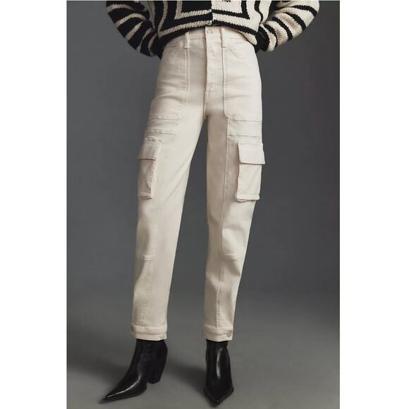 MOTHER Denim - Mother The Curbside Cargo Flood Pants Eggnog 33 NWT Barrel Leg
